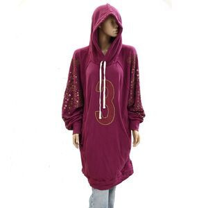 Free People We The Free Sparkle Daze Kango Hoodie Sweatshirt Oversized XL 284286
